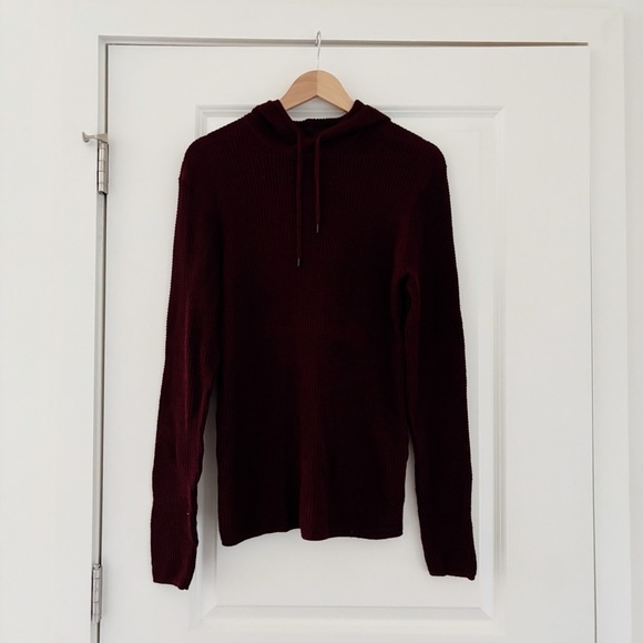 John Varvatos Waffle Knit Pullover Hoodie Wine - Picture 2 of 8